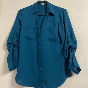 Express teal button down shirt, XS